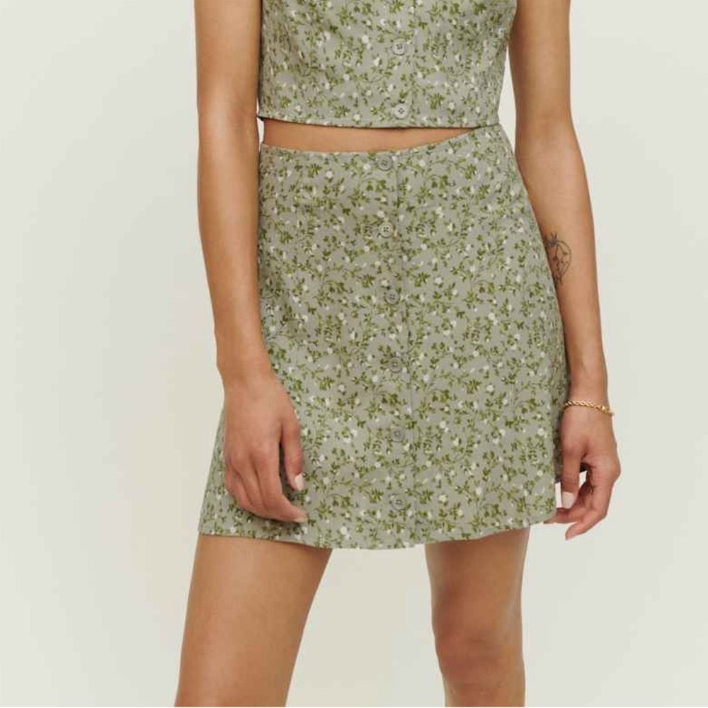 Reformation Ember Button Front Skirt Size 10 Cottage Coquette Casual Lightweight - Picture 1 of 8
